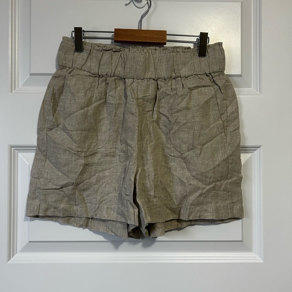 NWT J. Crew High Waist Linen Pull On Shorts - Tan - Picture 3 of 9
